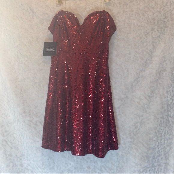 Revamped Dresses & Skirts - Revamped Red Sequin Strapless Dress